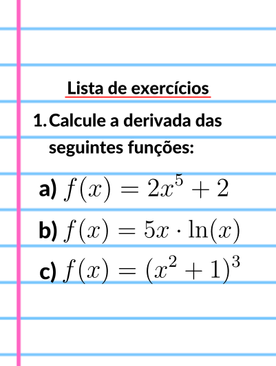 Exercícios de Derivadas – Questões diretas