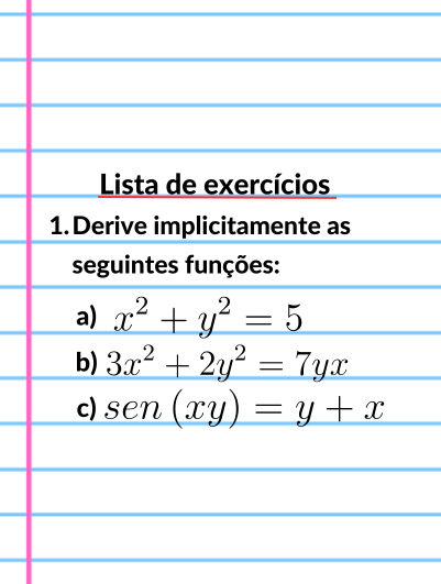 Exercícios de Derivadas implícitas – Questões diretas